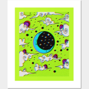 Trippy moon Posters and Art